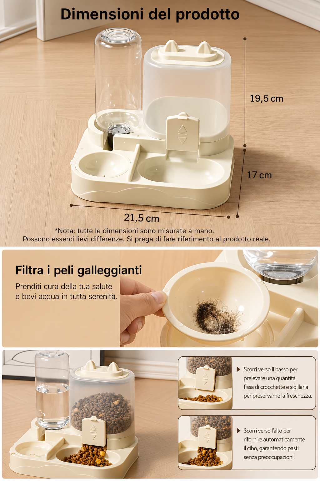 Distributore Automatico Acqua & Cibo 2-in-1 per Gatti