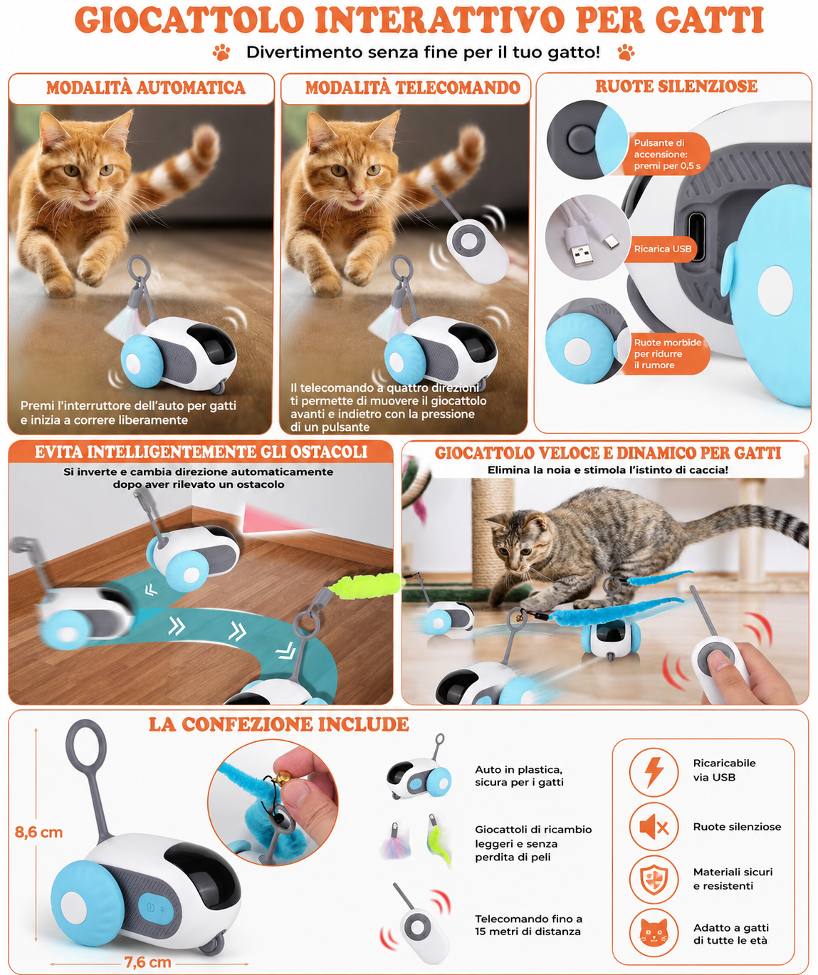 Giocattolo Interattivo Intelligente per Gatti – 2 Modalità