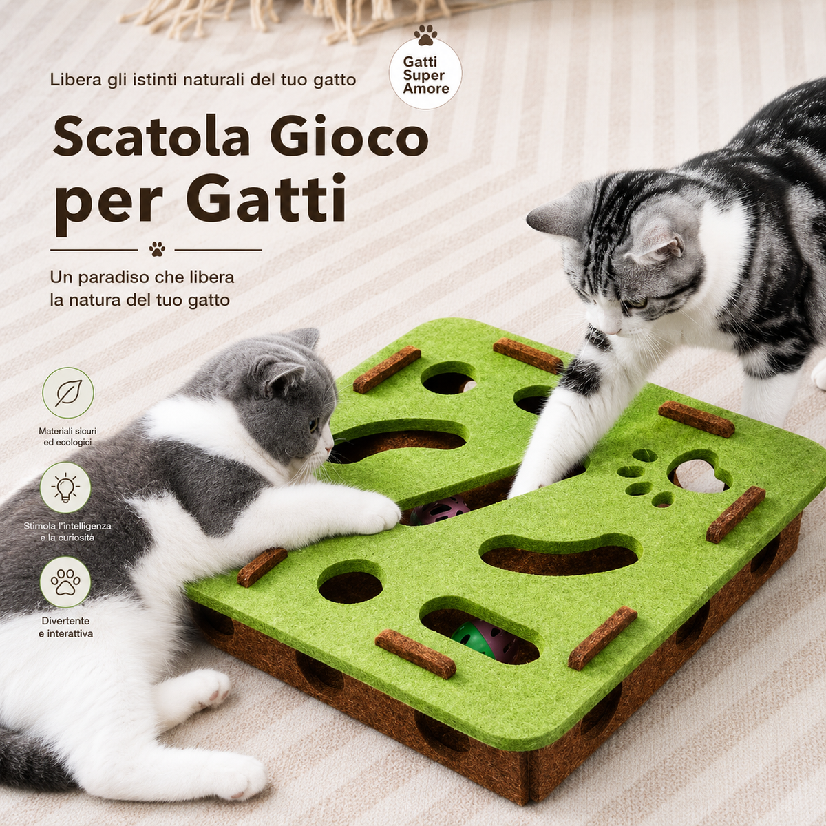 Gioco Interattivo Puzzle in Feltro per Gatti